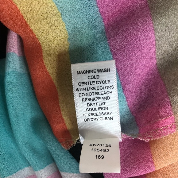Melissa Paige Blouse Women Medium Multi Color Stripes Semi Sheer Long Sleeve - Picture 5 of 7